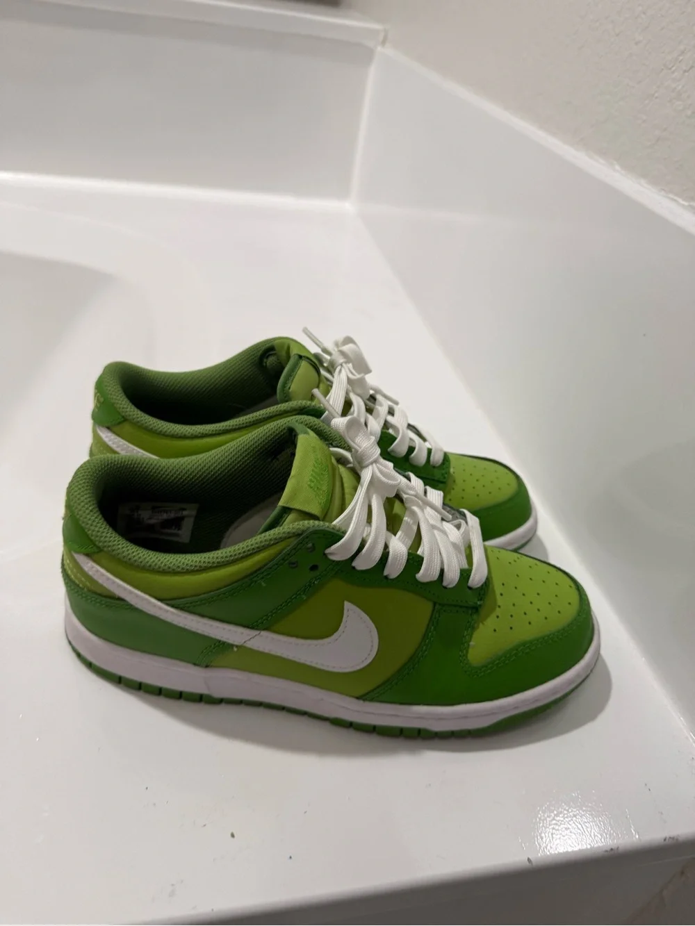 Nike Kids Green Low-Top Sneakers with White Swoosh